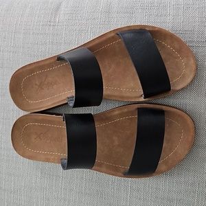 Xappeal Black Ladies Strappy Slip On Sandals